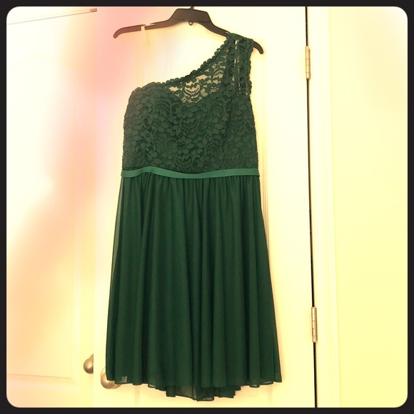 David's Bridal Dresses & Skirts - David’s Bridal Short One Shoulder Lace Dress